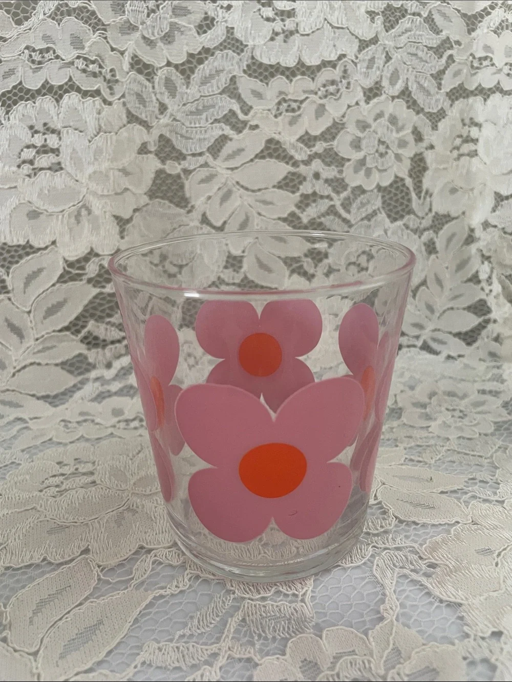 IKEA Pink and Orange Floral Glass Tumblers - Set of 5